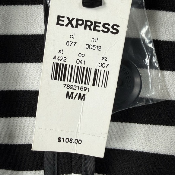 Express Blazer Womens M Ponte Knit Striped Jacket 1 Button Office Career NWT - Picture 6 of 12